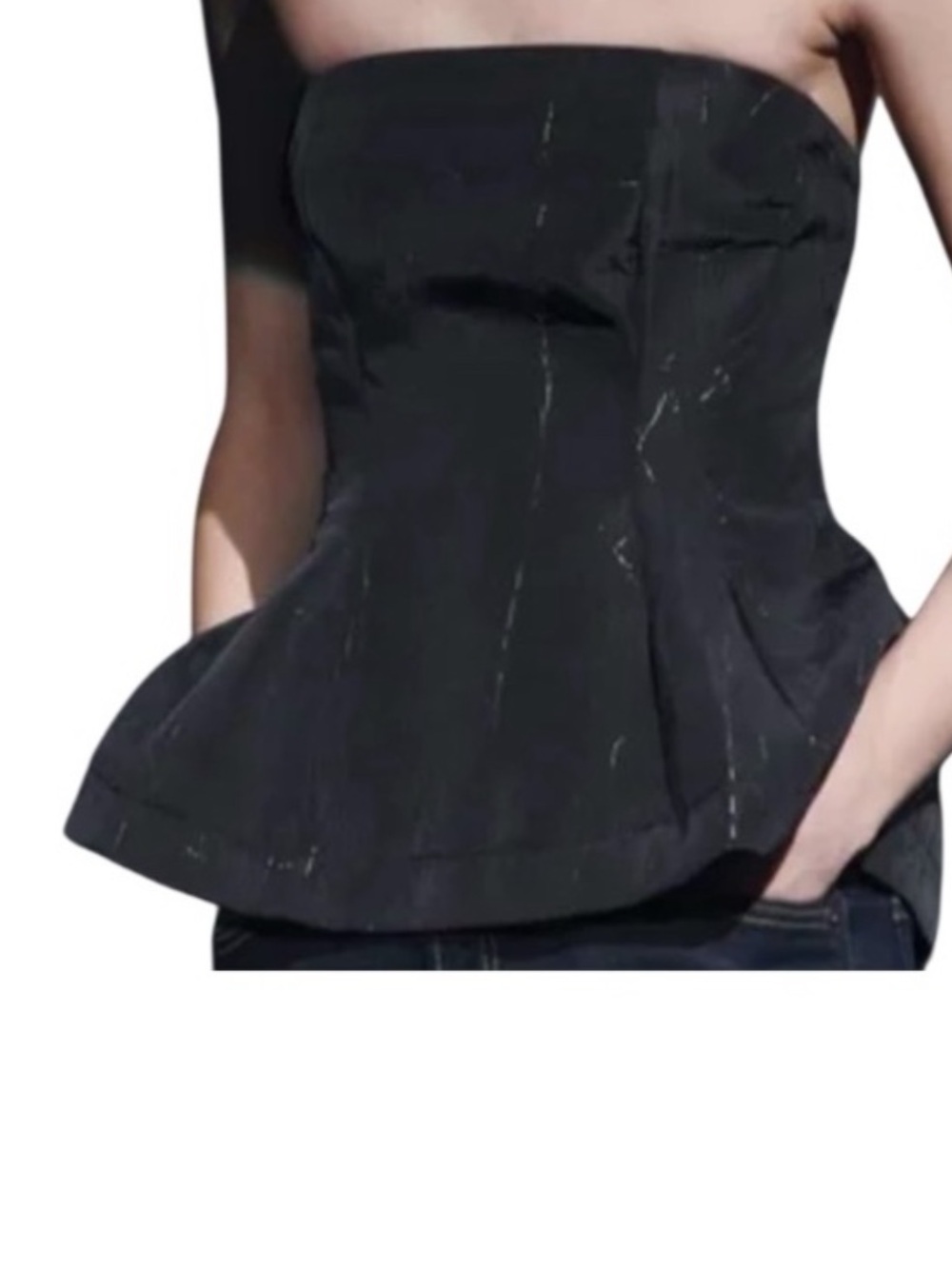 Zara Strapless Top Black with Gold NWT size XS